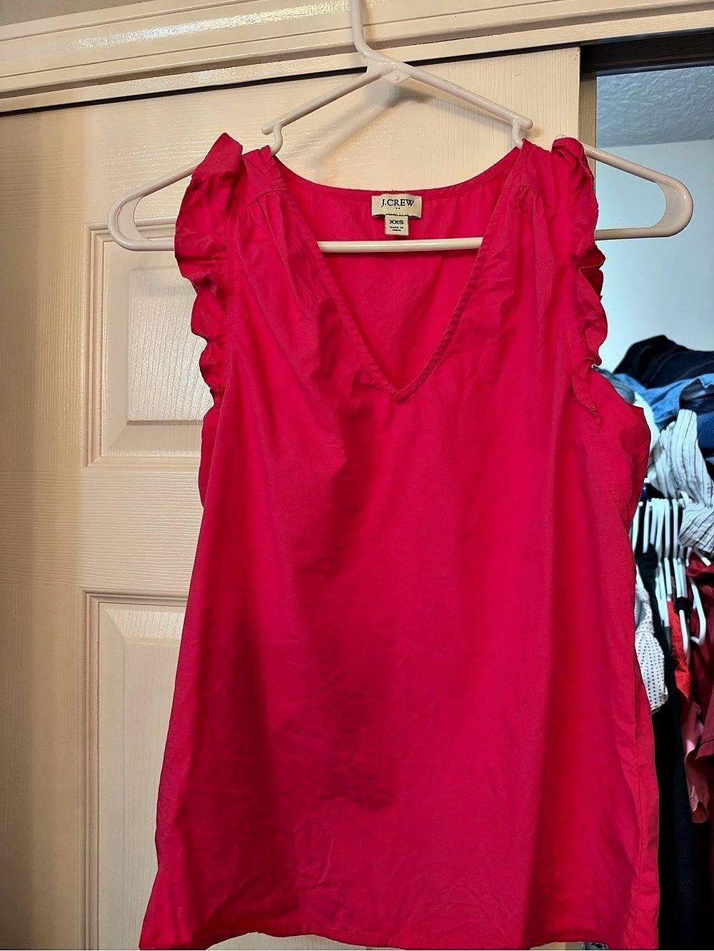 J.CREW Pink Ruffle Blouse Size XXS Like New